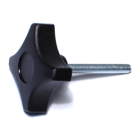MIDWEST FASTENER 6mm-1.0 x 50mm Black Plastic Coarse Male Threaded Stud 4-Prong Knobs 2PK 78008